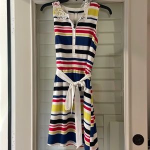 Kensie Striped Dress with Peter Pan Laced Collar